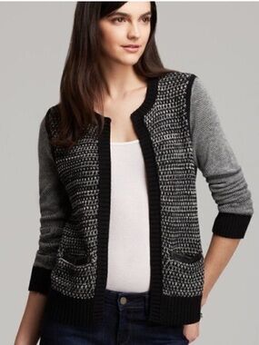 Ella Moss Two-Tone Open Cardigan - Black & Gray